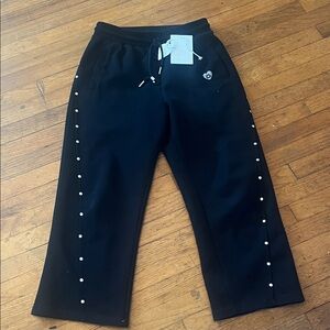 Aelfric Eden Black Track Pants with Silver Accents